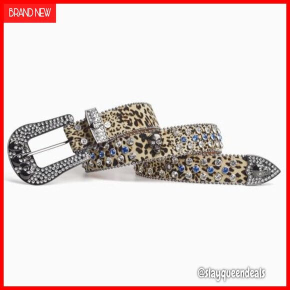 Extended Western Belt with Skull Buckle Rhinestone Embellished Unisex main image 6